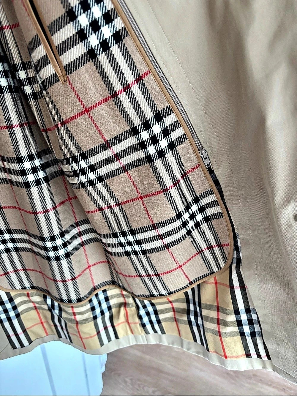 Burberry Vintage Burberrys Nova Check Lined Trench Coat Beige Plaid - Picture 2 of 5